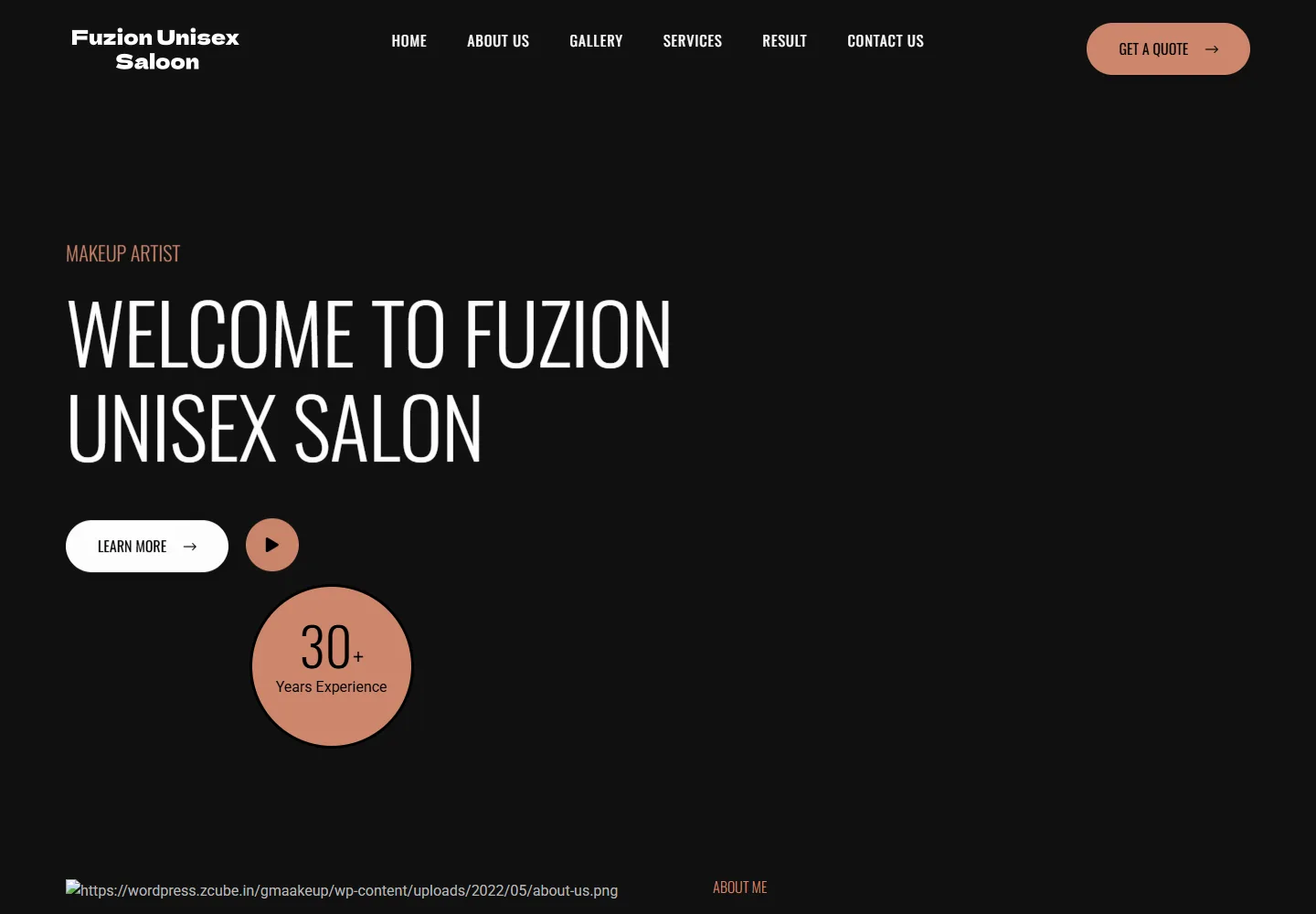 Fuzion Unisex Saloon actual desktop website screenshot
