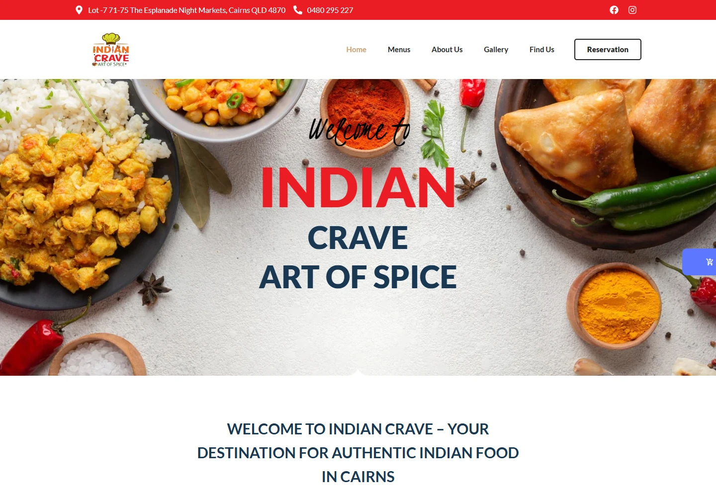 Indian Crave actual desktop website screenshot