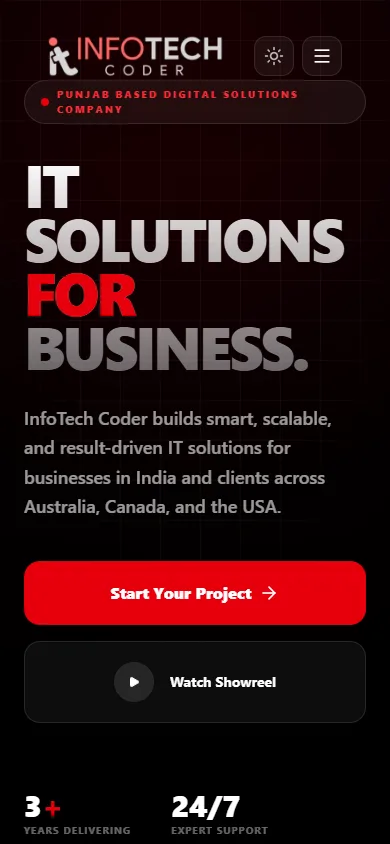 Infotech Coder mobile view