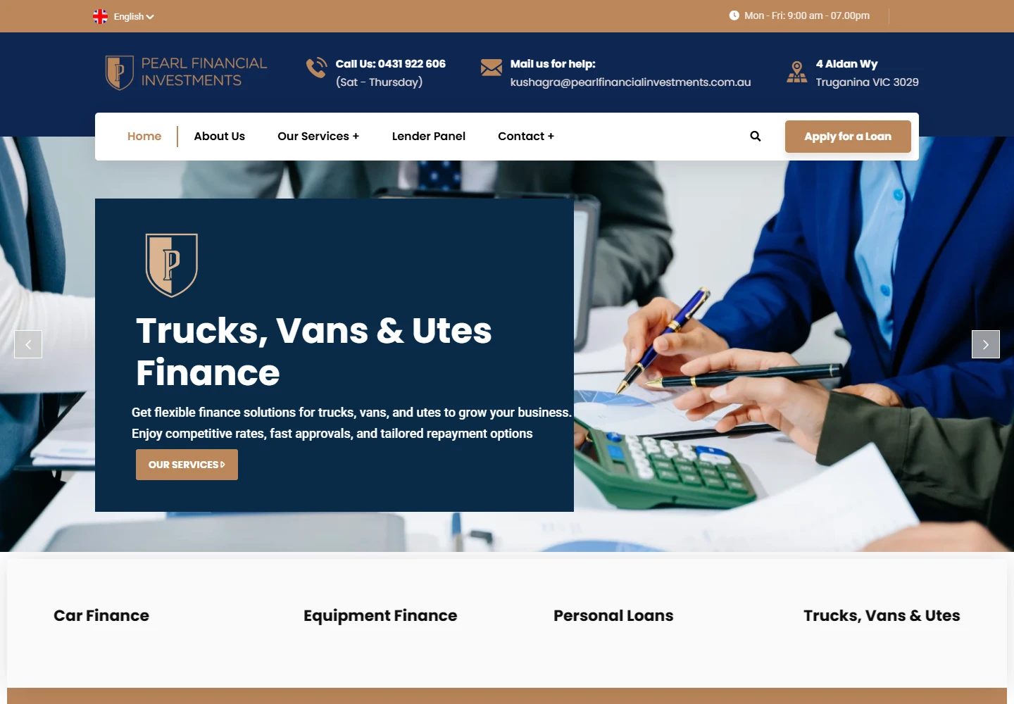 Pearl Financial Investments actual desktop website screenshot