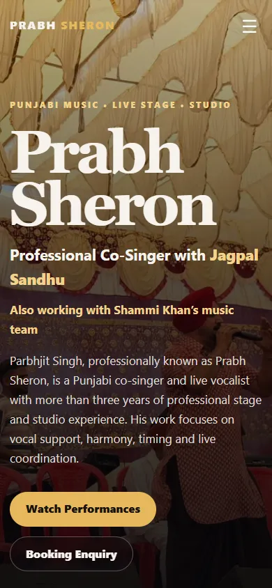 Prabh Sheron mobile view